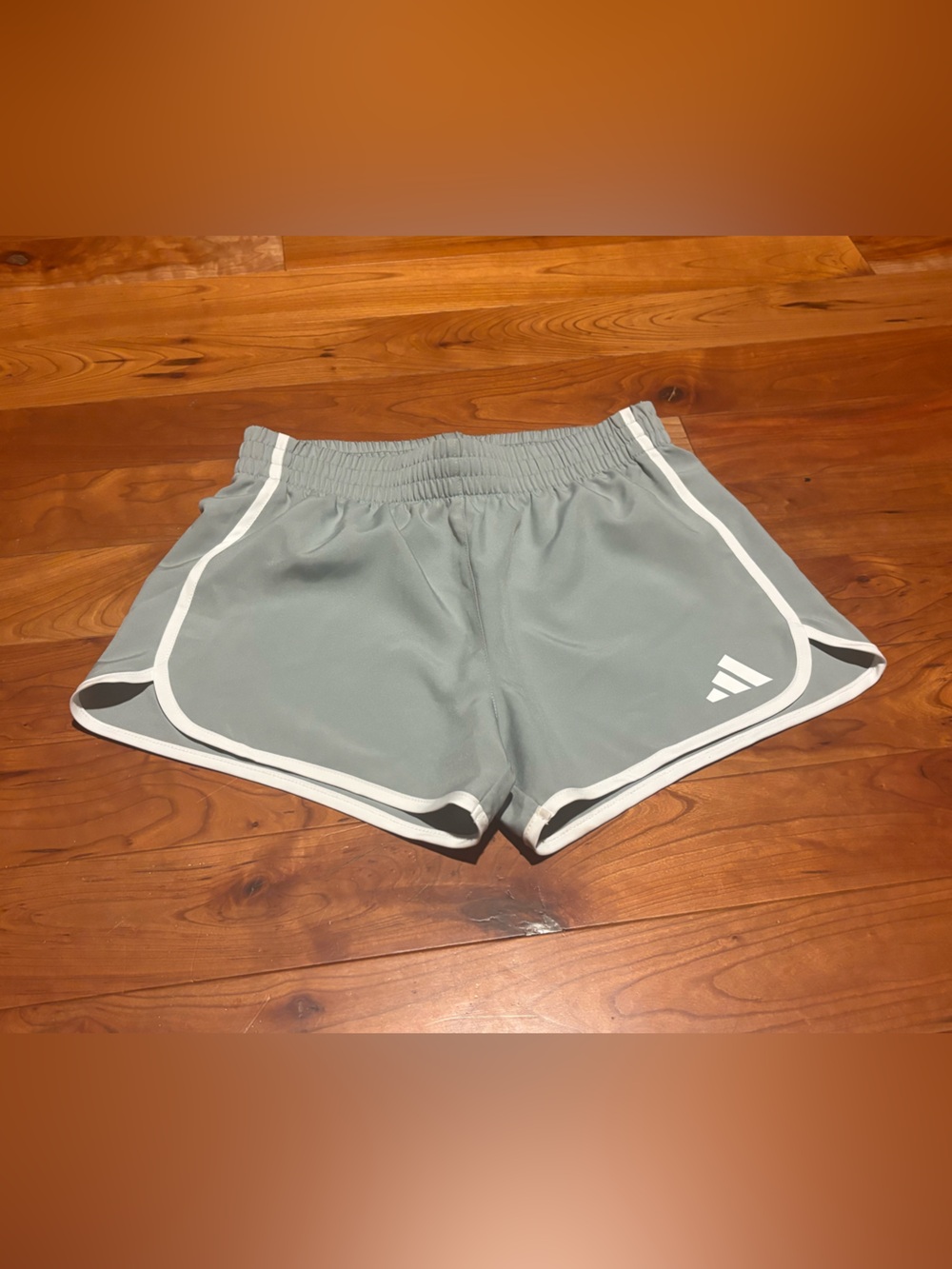 adidas Gray Athletic Running Shorts with White Trim